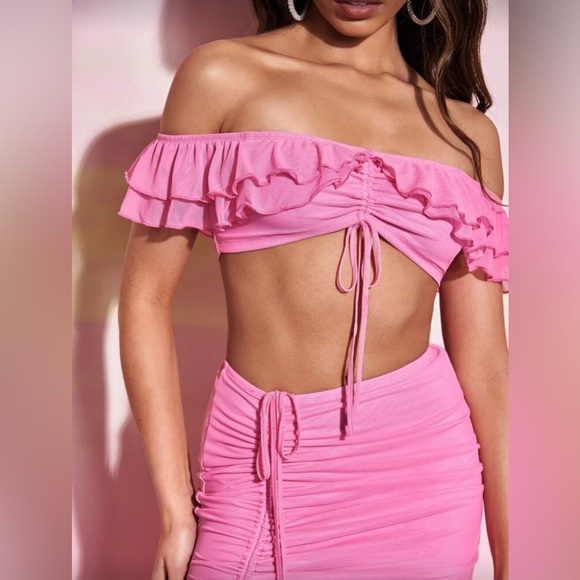 Pink Ruched Top & Skirt - Picture 5 of 5